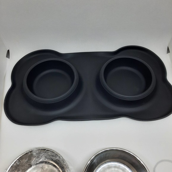 URPower Dog/Cat Food & Water Bowl Set with Bone Shaped Mat - Picture 6 of 9